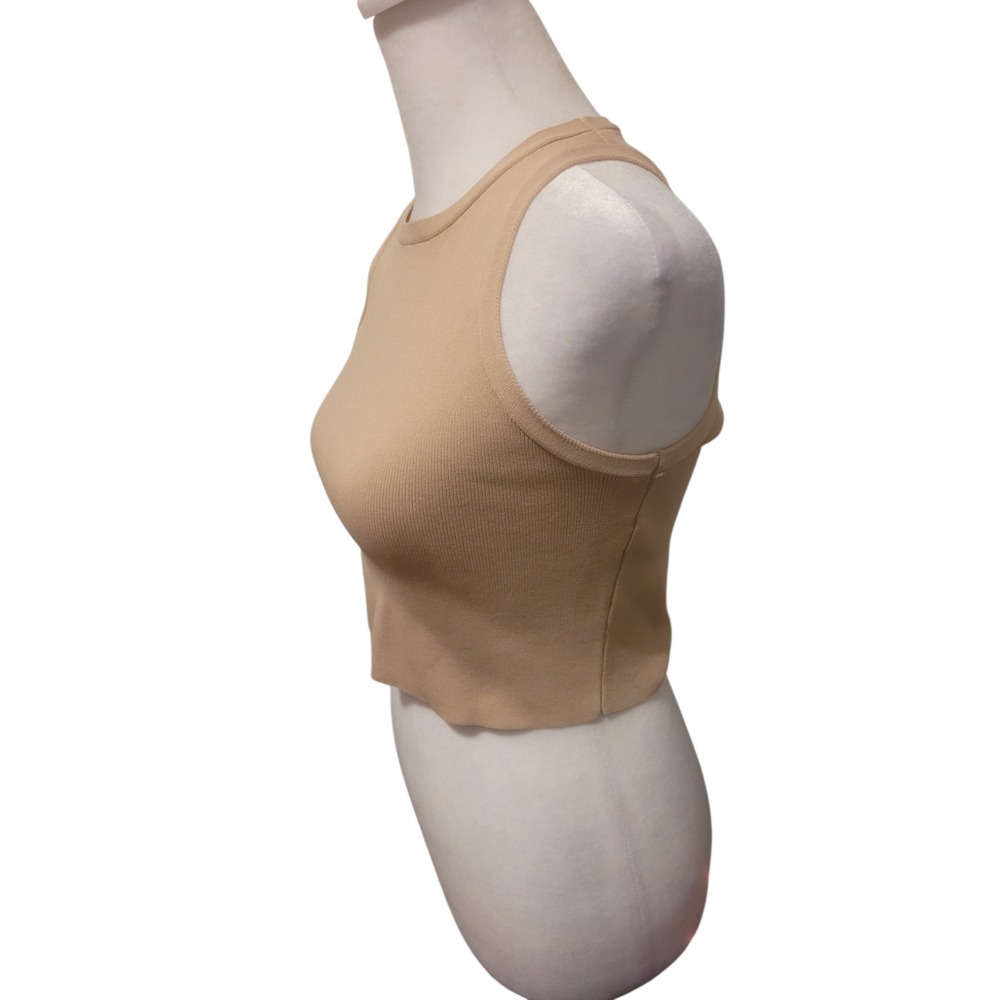 Zara Tan Cropped Ribbed Tank Size Small - Picture 3 of 7